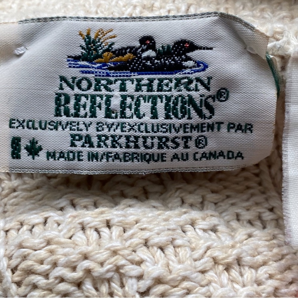 Parkhurst Northern Reflections Cable Knit Cardigan Sweater Shawl Collar Cream - Picture 10 of 14